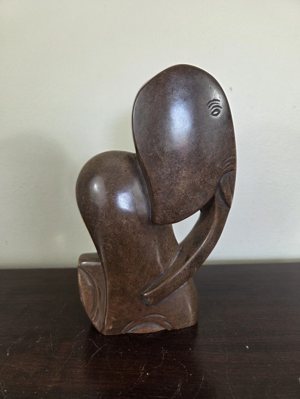 Zimbabwe Shona Carved Serpentine Stone Abstract Elephant Sculpture Vtg 8 1/2"